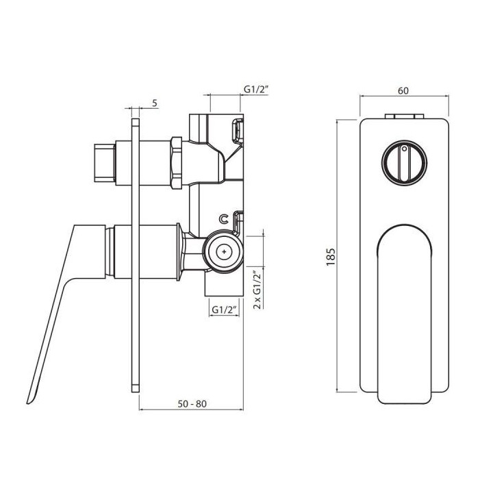 Zestaw natryskowy podtynkowy Vedo Desso Nero, deszczownica 25cm, czarny mat