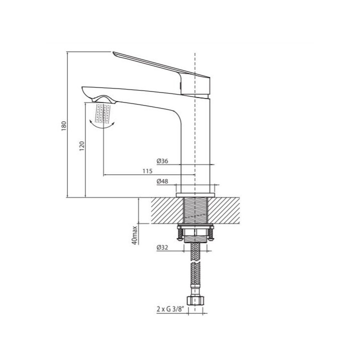 Bateria umywalkowa Vedo Desso Nero, stojąca, bez korka, czarny mat