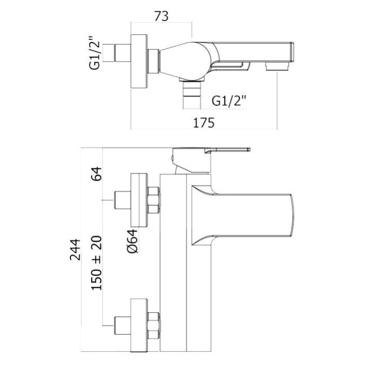Bateria wannowa z zestawem natryskowym Paffoni Ringo, ścienna, czarny mat