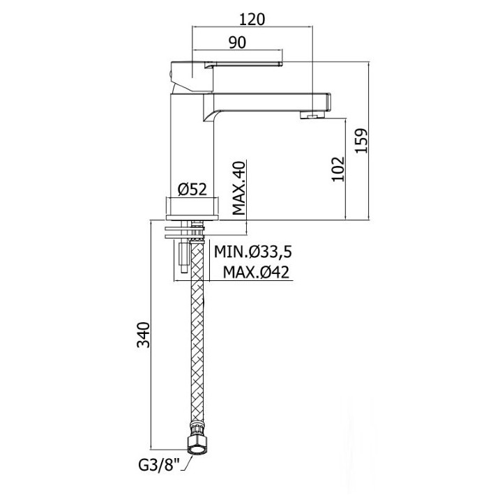Bateria umywalkowa Paffoni Ringo, stojąca, bez korka, czarny mat