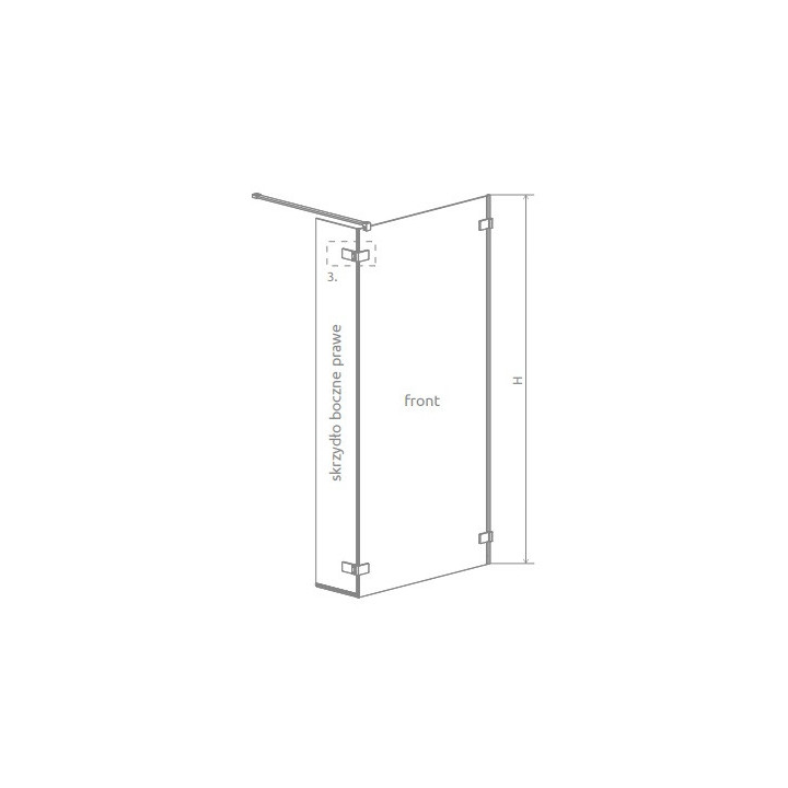 Skrzydło boczne wahadłowe 40 cm, szkło przejrzyste