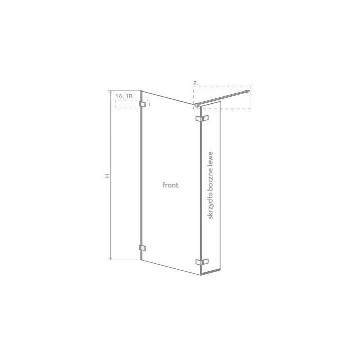 Skrzydło boczne wahadłowe 40 cm, szkło przejrzyste