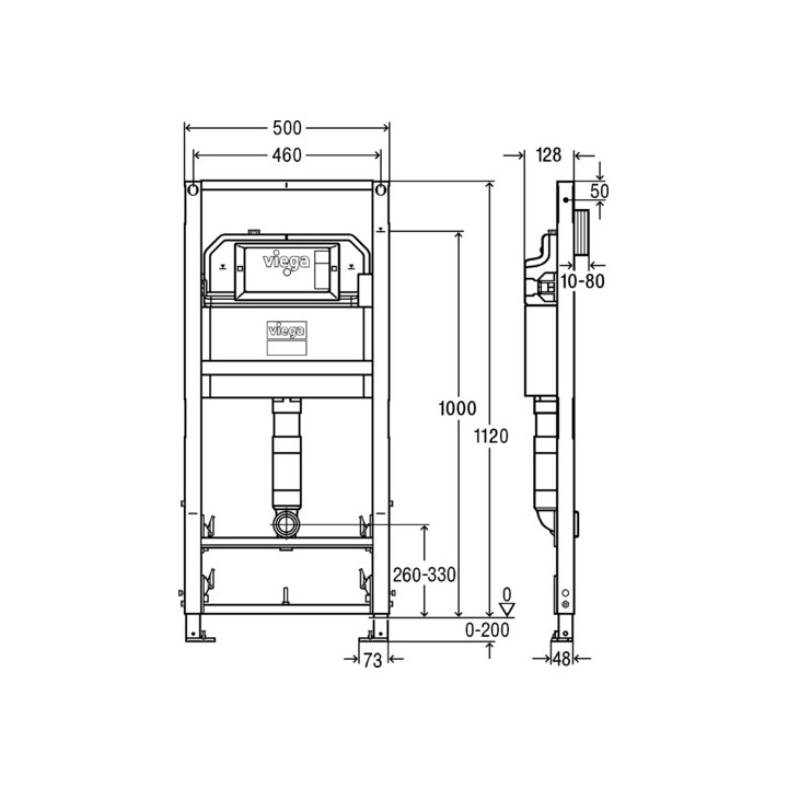 Stelaż podtynkowy do WC Viega Prevista Dry, regulacja wysokości zawieszenia miski, 1120mm 