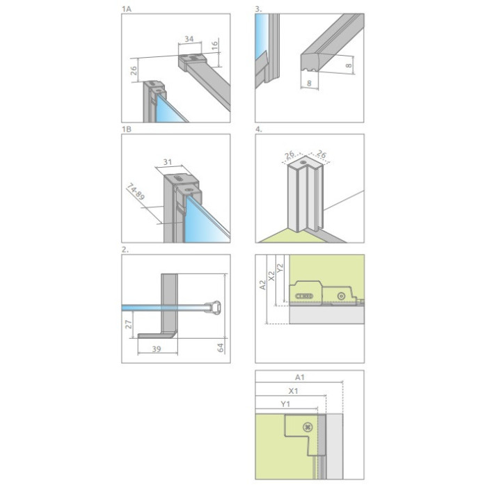 Ścianka boczna S1 70 Radaway Nes KDJ I, przejrzysta, 700x2000mm, profil chrom
