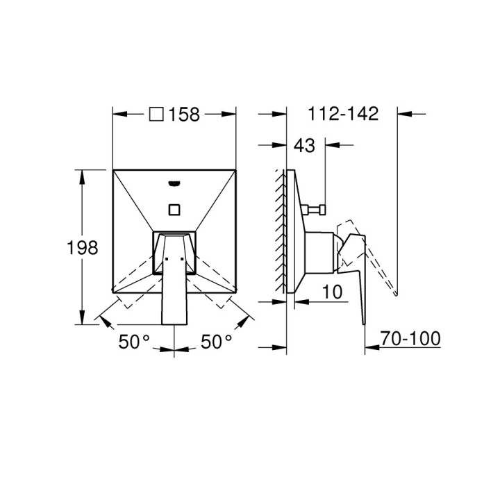 Bateria podtynkowa prysznicowa Grohe Allure Brilliant, jednouchwytowa, chrom
