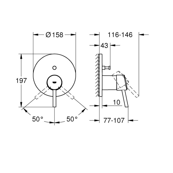Bateria prysznicowa podtynkowa Grohe Eurodisc Cosmopolitan, jednouchwytowa, chrom