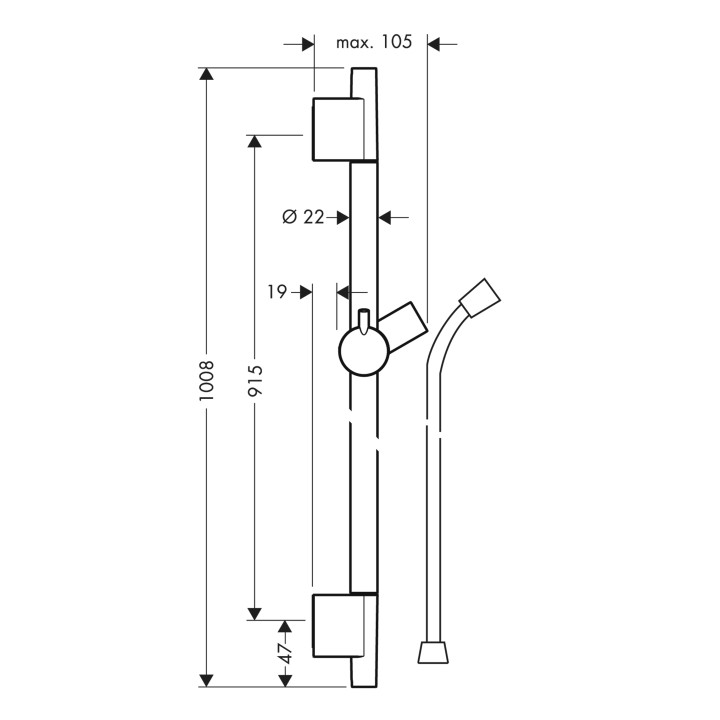 Drążek prysznicowy Hansgrohe 0,90 m Unica S Puro- sanitbuy.pl
