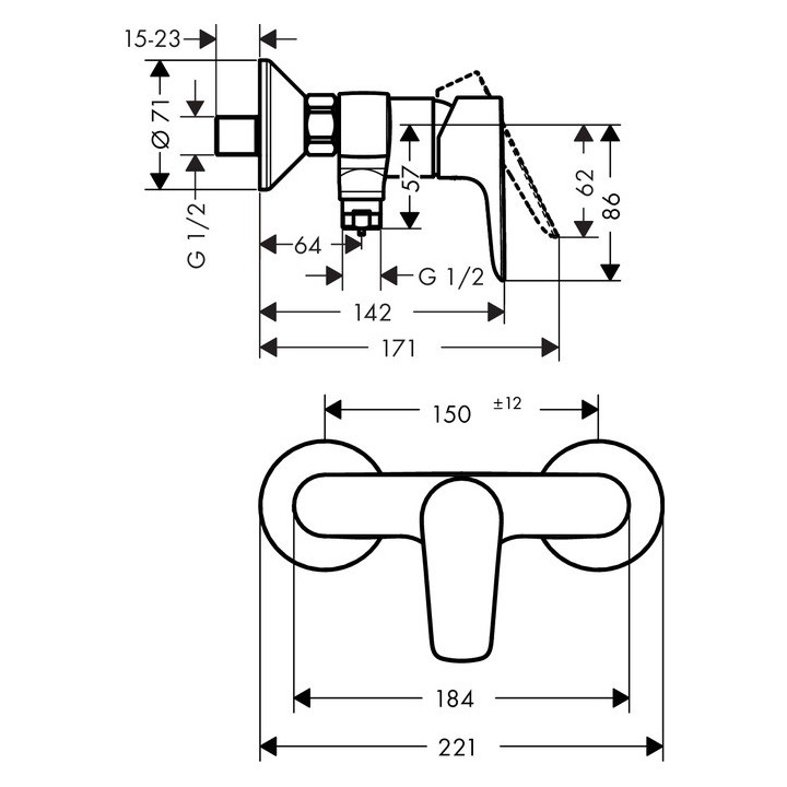 Bateria wannowa 1-uchwytowa Hansgrohe Talis E wylewka 205 mm, chrom, natynkowa, rozstaw: 150 mm ± 12 mm - sanitbuy.pl