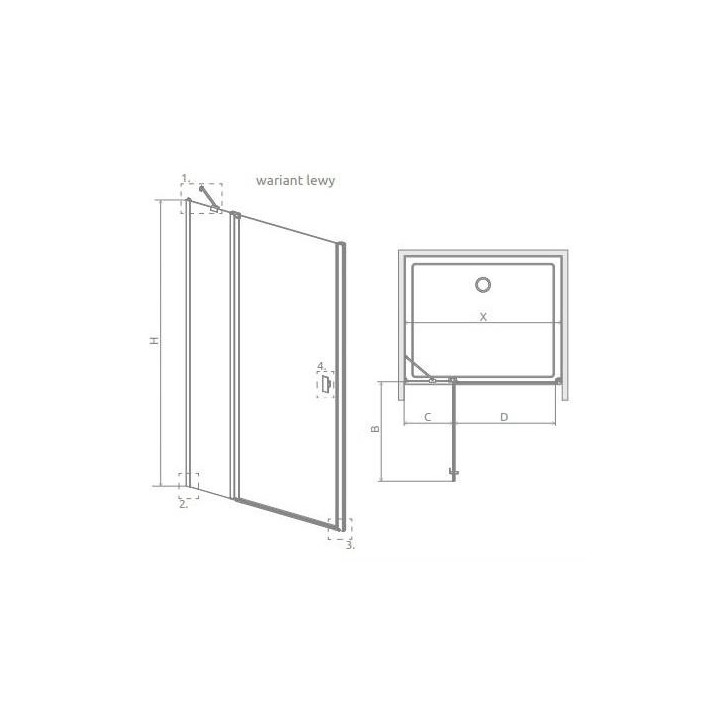 Drzwi prysznicowe Radaway Nes KDJ I 80, lewe, 800x2000mm