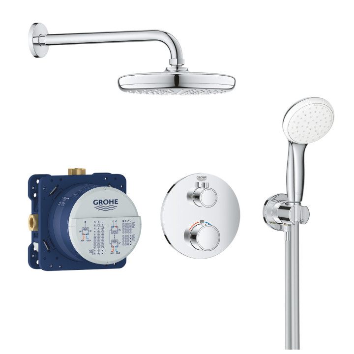 Zestaw prysznicowy Grohe Tempesta 210, podtynkowy, bateria termostatyczna, chrom