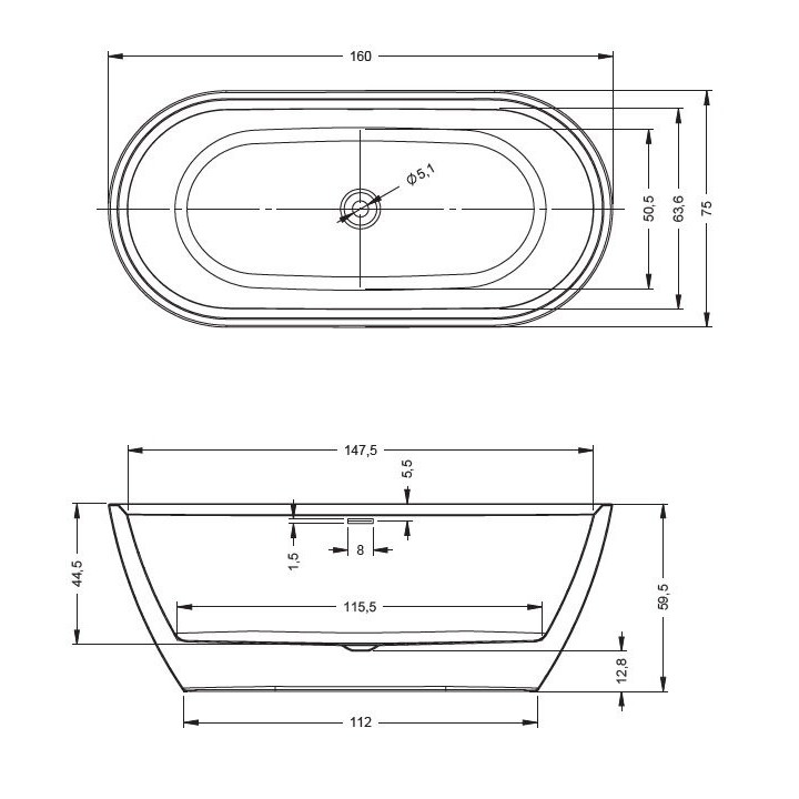 Wanna wolnostojąca Riho Inspire, 180x80cm, biała