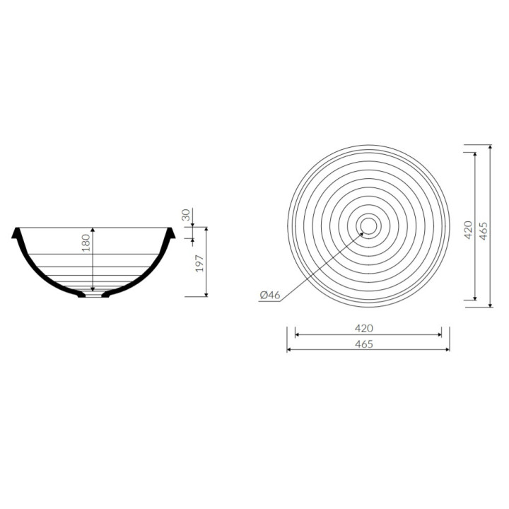 Umywalka wpuszczana w blat Marmorin Lena V 465x465x197 mm bez otworu na baterię i bez przelewu biała