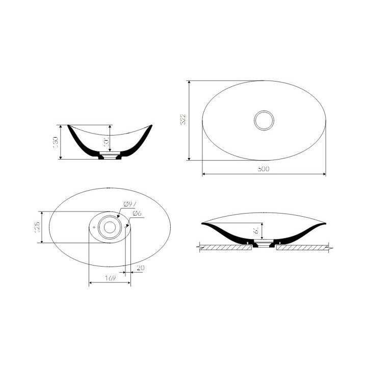 Umywalka Marmorin Kiara 50x32 cm, nablatowa