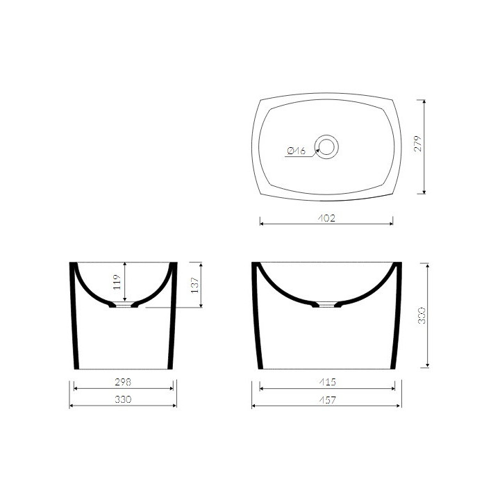 Umywalka Marmorin Isar I 46x33 cm, nablatowa