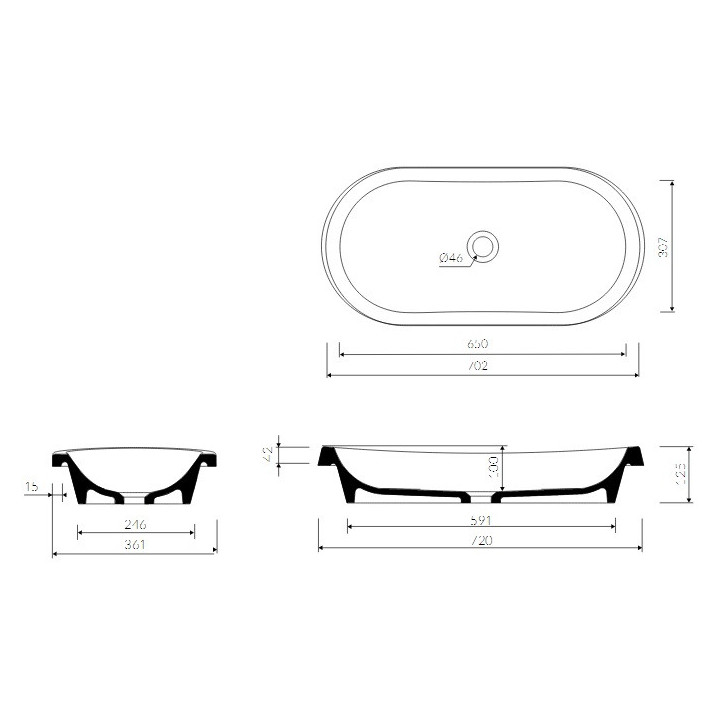 Umywalka Marmorin Pia 700 70x36 cm