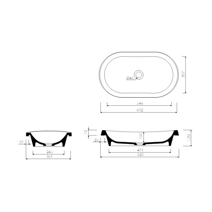 Umywalka Marmorin Pia 600 62x36 cm