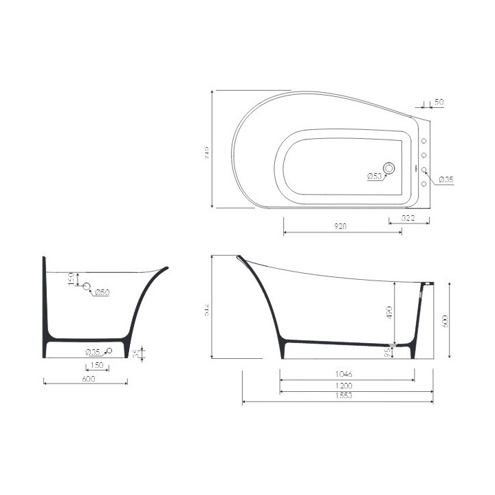 Wanna Marmorin Misa R 155x92 cm, prawa