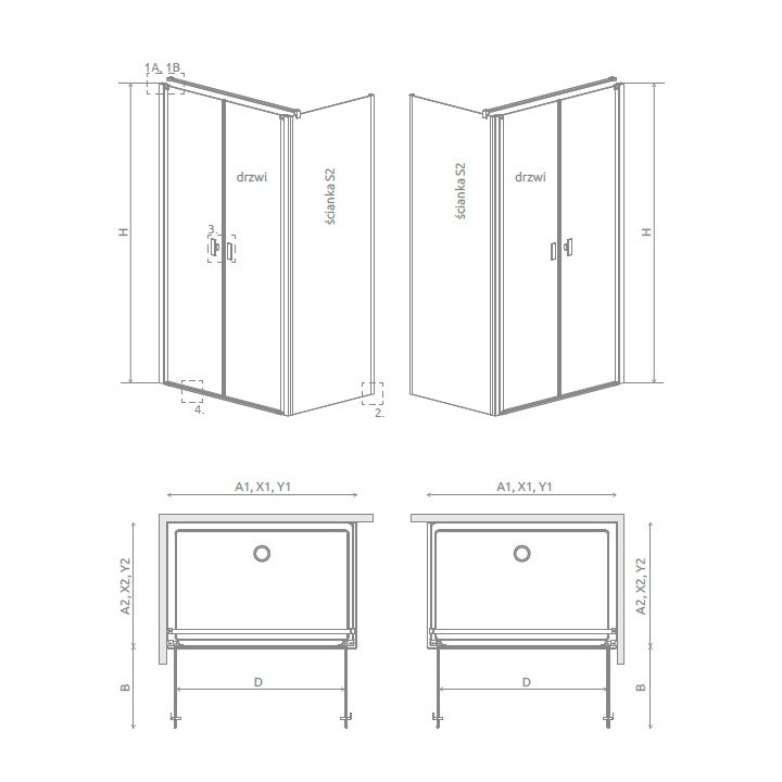 Drzwi prysznicowe Radaway Nes KDS II 120, lewe, 1200x2000mm, srebrny profil