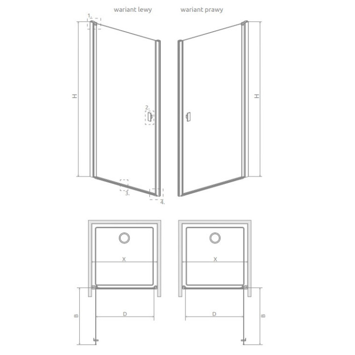 Drzwi prysznicowe Radaway Nes KDS II 120, lewe, 1200x2000mm, srebrny profil