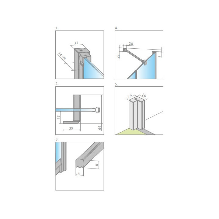 Drzwi prysznicowe Radaway Nes KDS II 120, lewe, 1200x2000mm, srebrny profil