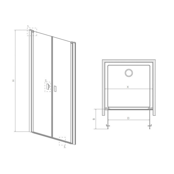 Drzwi prysznicowe Radaway Nes KDS II 120, lewe, 1200x2000mm, srebrny profil