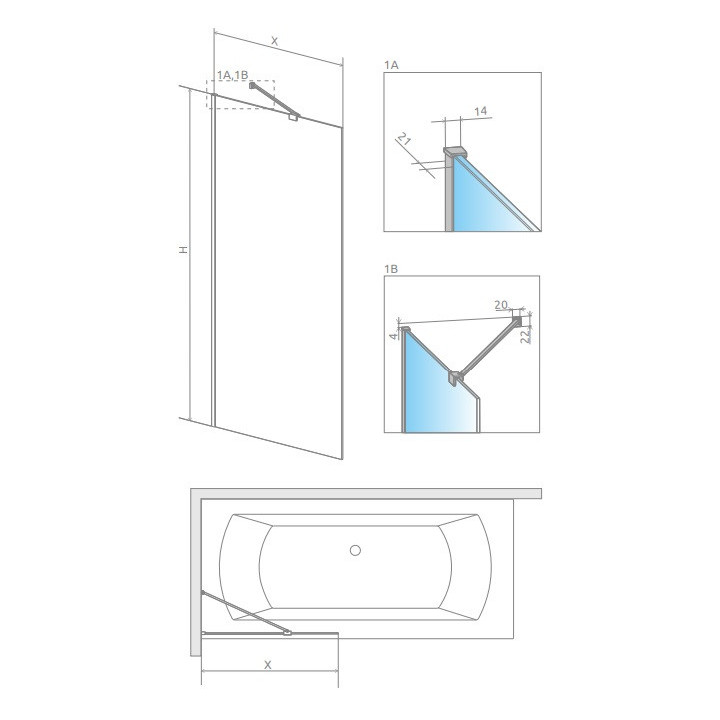 Drzwi prysznicowe Radaway Nes KDS II 120, lewe, 1200x2000mm, srebrny profil