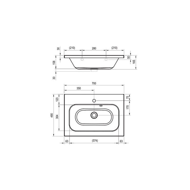 Umywalka nablatowa Ravak Solo, konglomeratowa, 58x40cm, biała