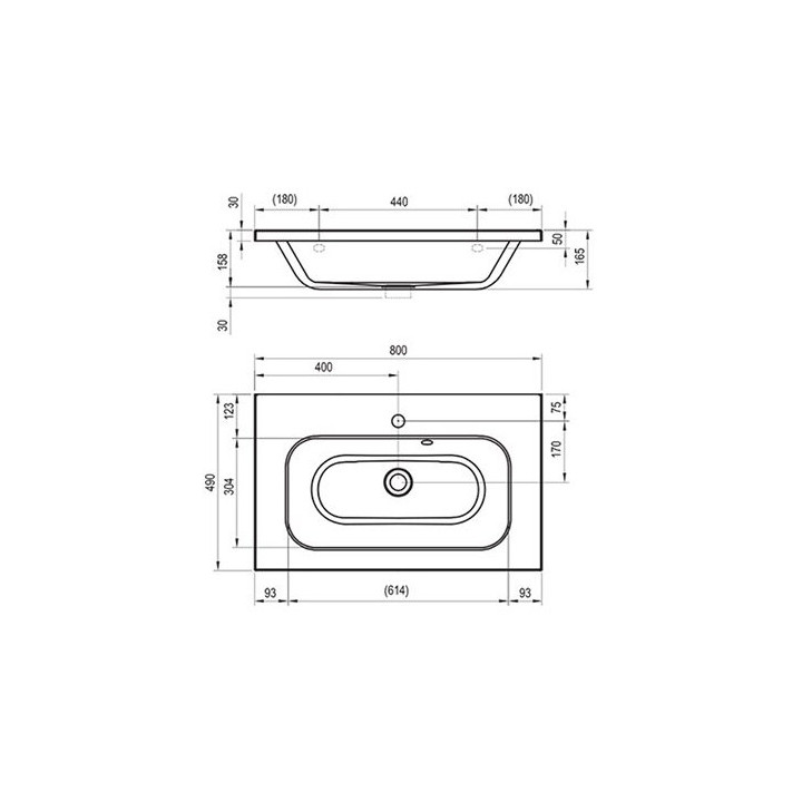 Umywalka nablatowa Ravak Solo, konglomeratowa, 58x40cm, biała