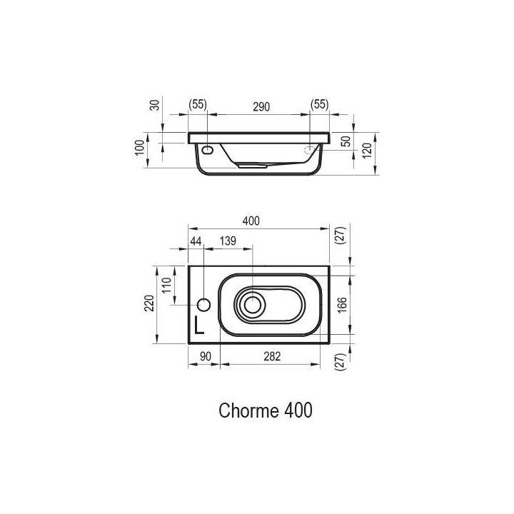 Umywalka nablatowa Ravak Solo, konglomeratowa, 58x40cm, biała