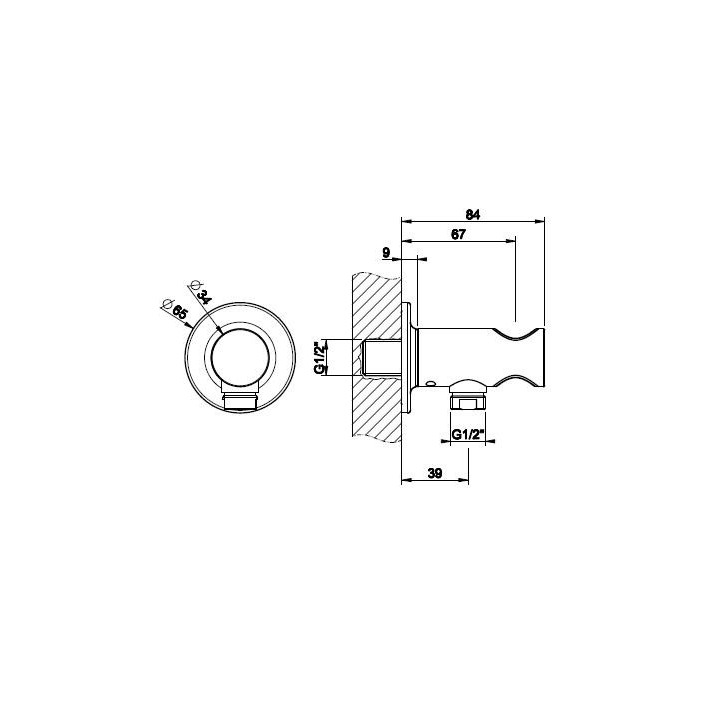 Przyłącze z wieszakiem, wąż i końcówka Gessi Inciso Shower, chrom
