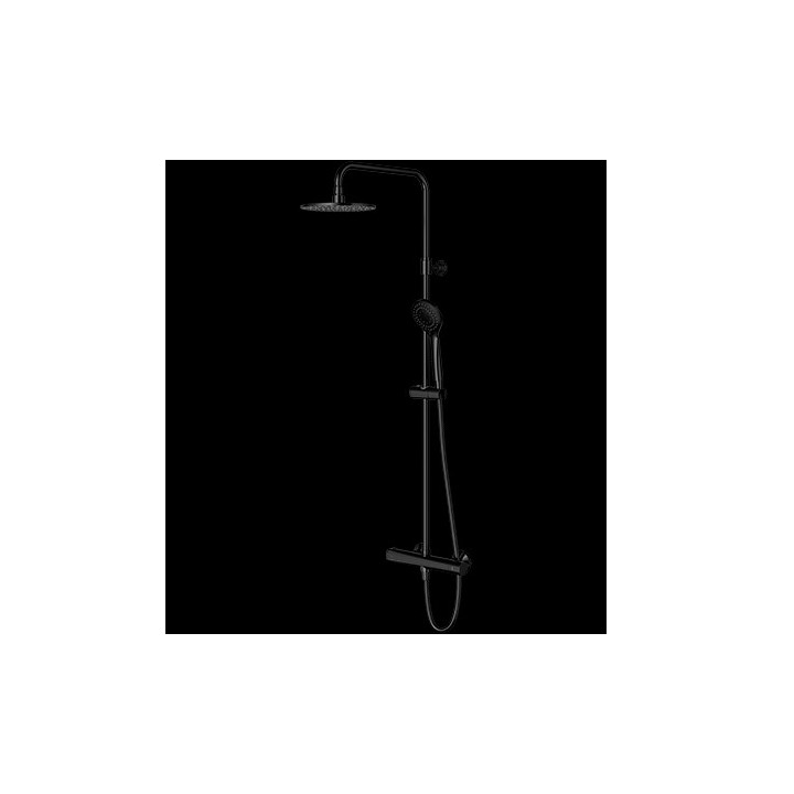 Omnires Termostatyczny system prysznicowy natynkowy czarny półmat