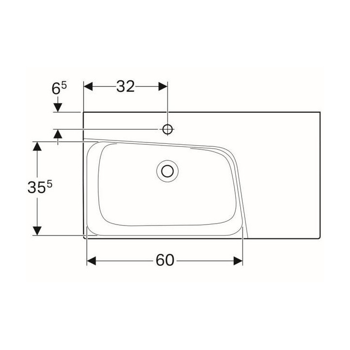 Umywalka Geberit Citterio 90x50 cm z półką po lewej stronie, z powłoką keratec - biała