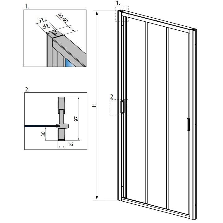 Drzwi prysznicowe wnękowe Radaway Evo DW 80, 800x2000mm
