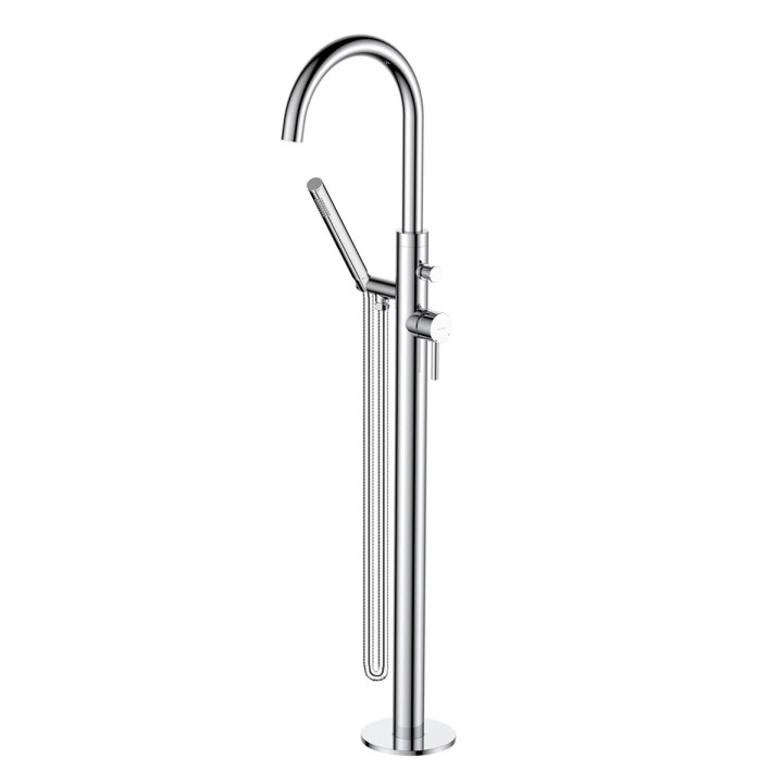 Wannowa bateria wolnostojąca Oltens Molle, z kompletem natryskowym, czarny mat