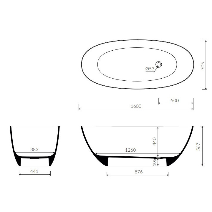 Wanna wolnostojąca Marmorin Wika, 160x70cm, biała