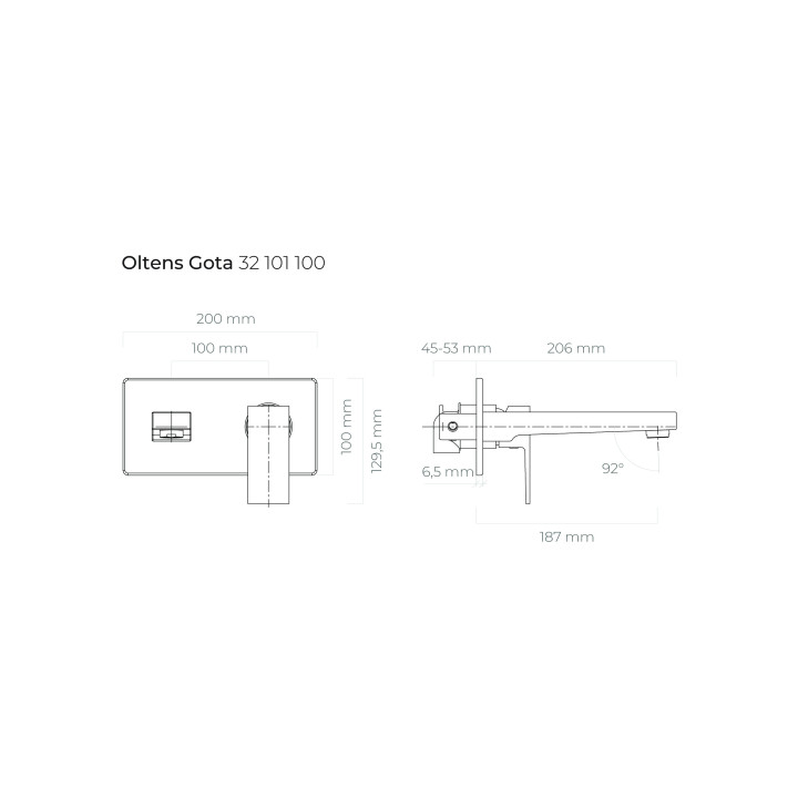 Podtynkowa bateria umywalkowa Oltens Gota, kompletna, czarny mat