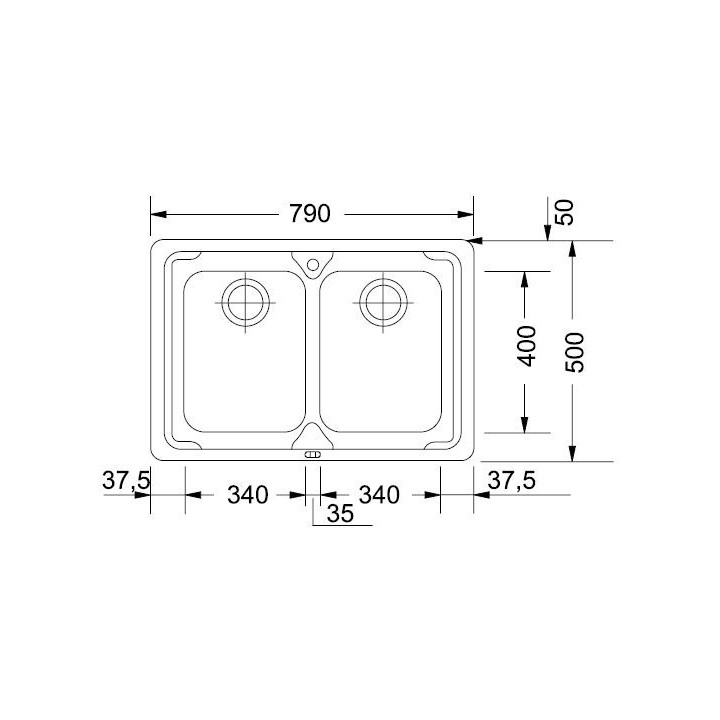 Zlewozmywak stalowy Franke LOGICA 620-79 - stal szlachetna len