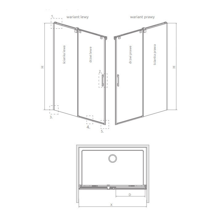 Front kabiny prysznicowej Radaway Espera Pro KDJ 140, lewy, 1400x2000mm, ciche domykanie, profil chrom