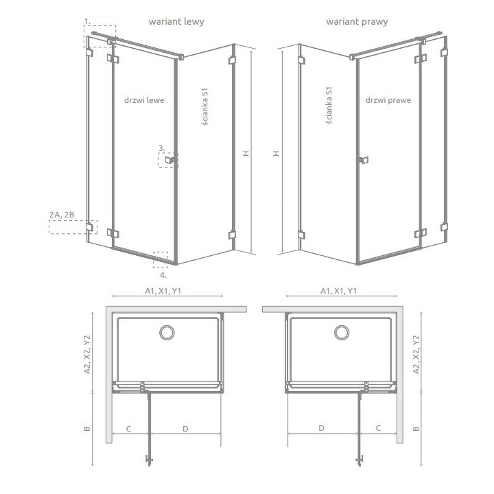Drzwi prysznicowe do wnęki Radaway Espera Pro DWJ 160, prawe, 1600x2000mm, ciche domykanie, profil chrom