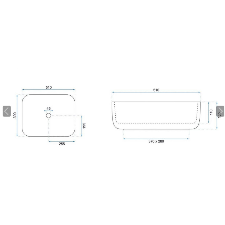 Umywalka REA Demi Slim, nablatowa 47x23x12,5 cm- sanitbuy.pl