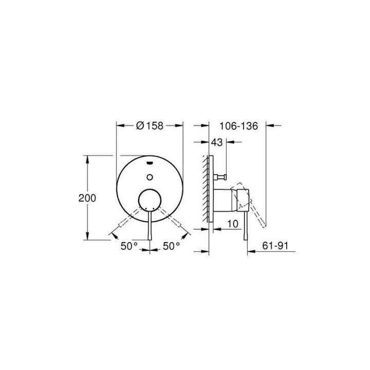 Bateria wannowa podtynkowa Grohe Essence, jednouchwytowa, automatyczny przełącznik, brushed cool sunrise