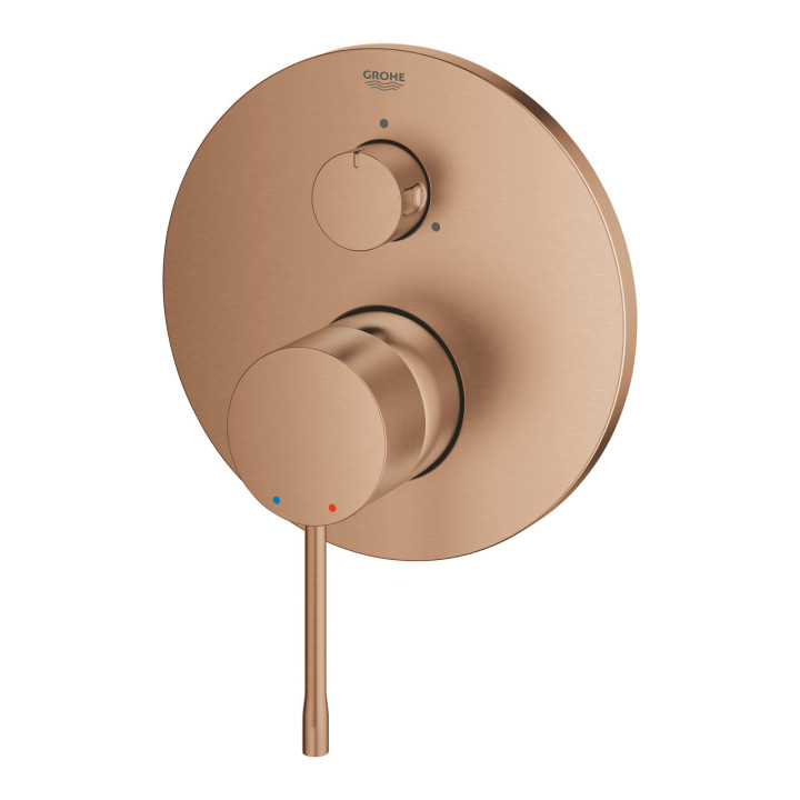 Bateria wannowo-natryskowa Grohe Essence ścienna, jednouchwytowa 3-odbiorniki - brushed warm sunset