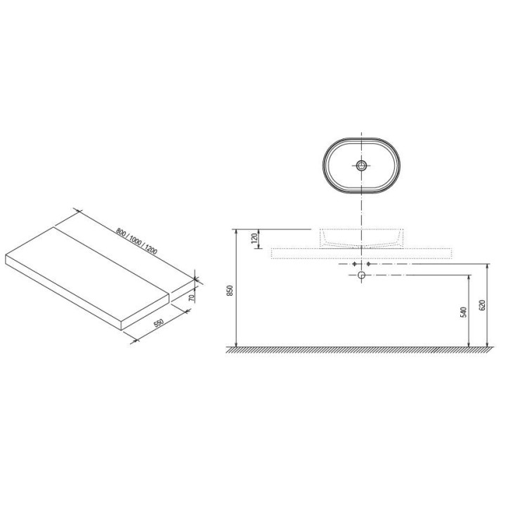 Szafka pod umywalkę Ravak SUD 260.01, 1100x530mm, dąb