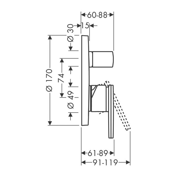 Bateria Axor Citterio wannowa podtynkowa, element zewnętrzny- sanitbuy.pl