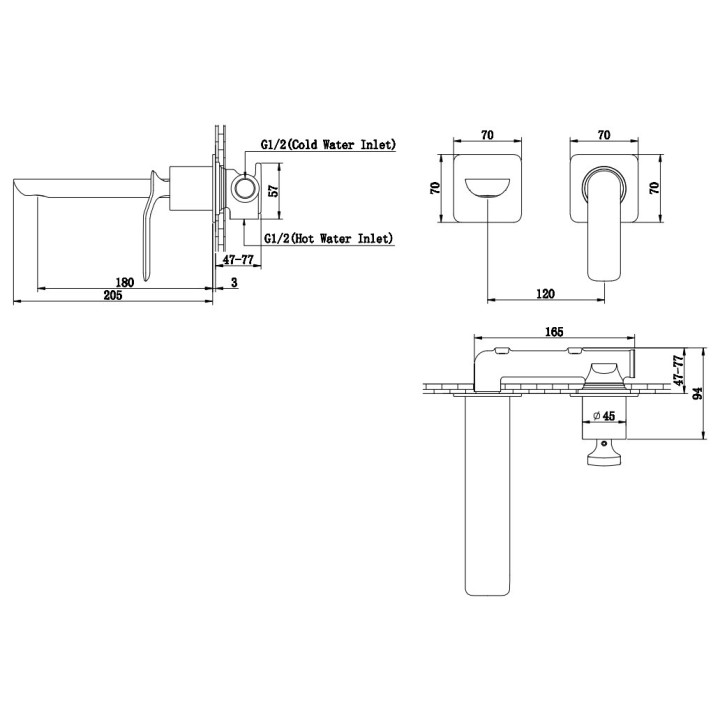 Bateria umywalkowa Kohlman Experience jednouchwytowa podtynkowa, czarny mat