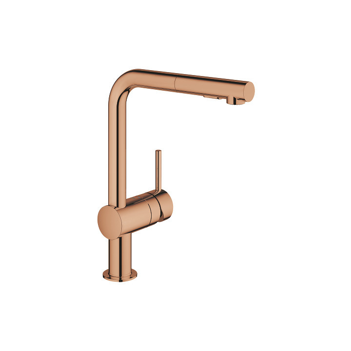 Bateria kuchenna z wyciąganą wylewką GROHE Minta 1/2" stojąca, wys. 328 mm, jednouchwytowa - warm sunset