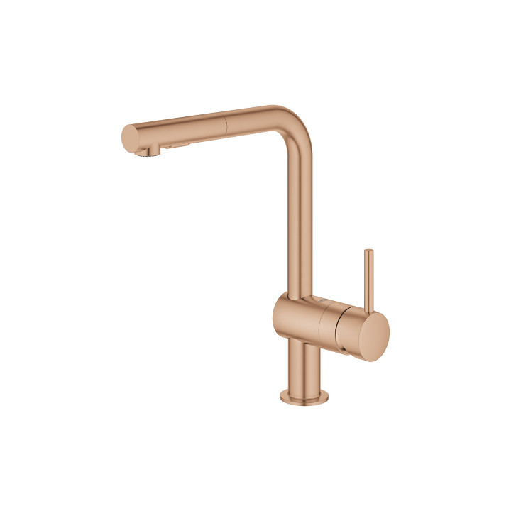 Bateria kuchenna z wyciąganą wylewką GROHE Minta 1/2" stojąca, wys. 328 mm, jednouchwytowa - warm sunset