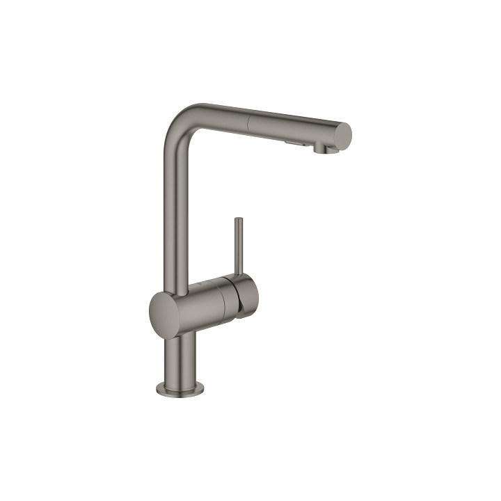 Bateria kuchenna z wyciąganą wylewką GROHE Minta 1/2" stojąca, wys. 328 mm, jednouchwytowa - brushed hard graphite