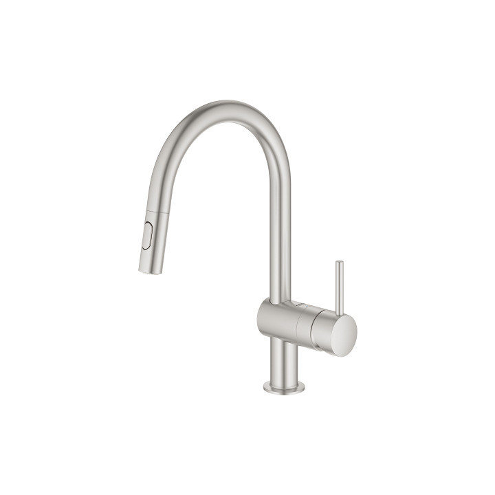 Bateria kuchenna z wyciąganą wylewką GROHE Minta 1/2", jednouchwytowa - stal nierdzewna