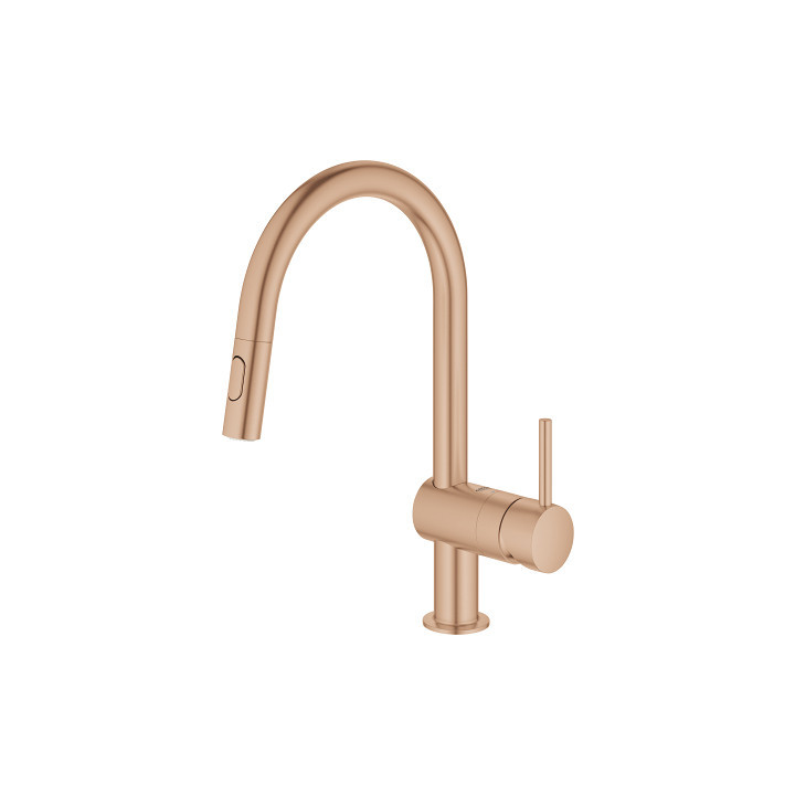 Bateria kuchenna z wyciąganą wylewką GROHE Minta 1/2", jednouchwytowa - brushed warm sunset